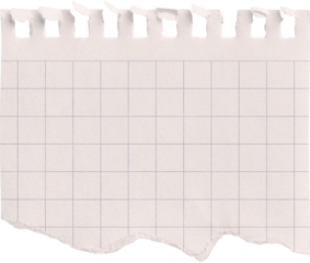 Small Notepad Half Pink Page Torn Grid isolated on transparent background