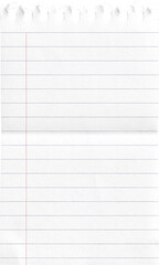 Small Notepad White Page Folded Lined with Red Margin isolated on transparent background