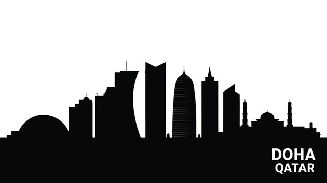 Doha qatar skyline silhouette modern architecture landmark cityscape