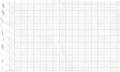 Small Notepad Folded White Page Colored Grid isolated on transparent background