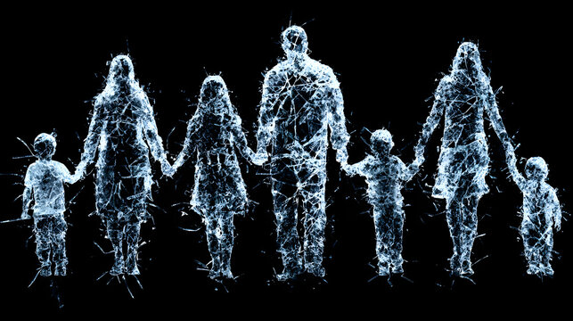 Fragmented Family Digital Art, Symbol of Emotional Brokenness