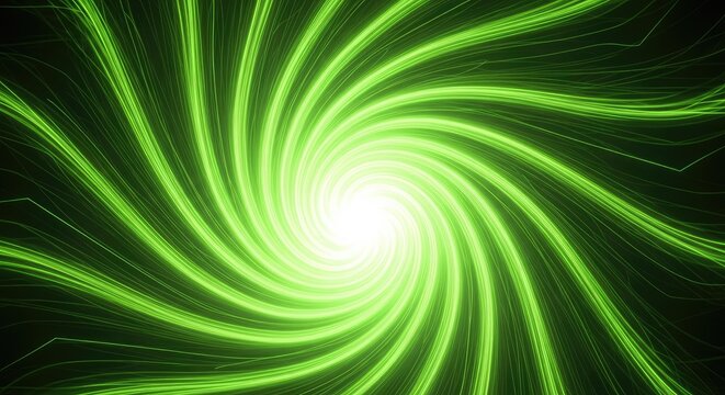 Bright Green Spiral Energy Flow Abstract Background Dynamic Digital Art Illustration