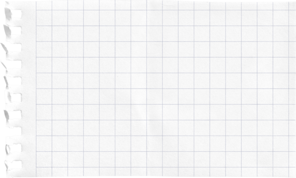 Small Notepad Folded White Page Colored Grid isolated on transparent background