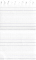 Fototapeta premium Small Notepad White Page Folded Lined isolated on transparent background
