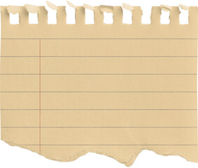Small Notepad Half Yellow Page Torn Lined with Red Margin isolated on transparent background