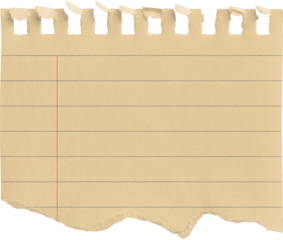 Small Notepad Half Yellow Page Torn Lined with Red Margin isolated on transparent background