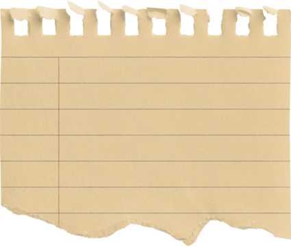 Small Notepad Half Yellow Page Torn Lined with Red Margin isolated on transparent background