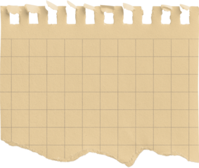 Small Notepad Half Yellow Page Torn Grid isolated on transparent background