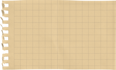 Small Notepad Folded Yellow Page Grid isolated on transparent background