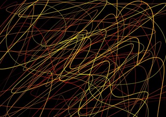 Abstract light trails background in red and yellow on black 