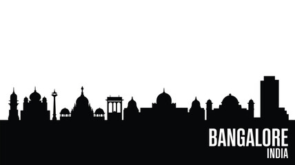 Fototapeta premium Bangalore india city skyline silhouette black and white