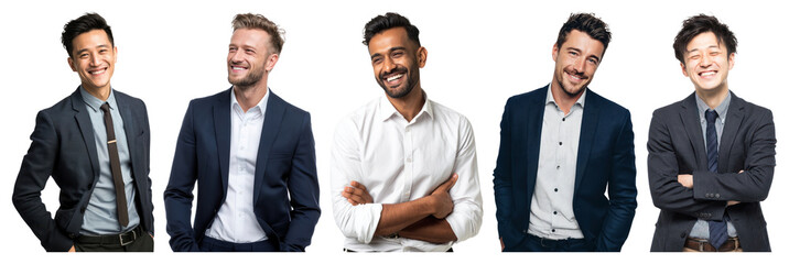 PNG Confident diverse professionals smiling together, element set on transparent background
