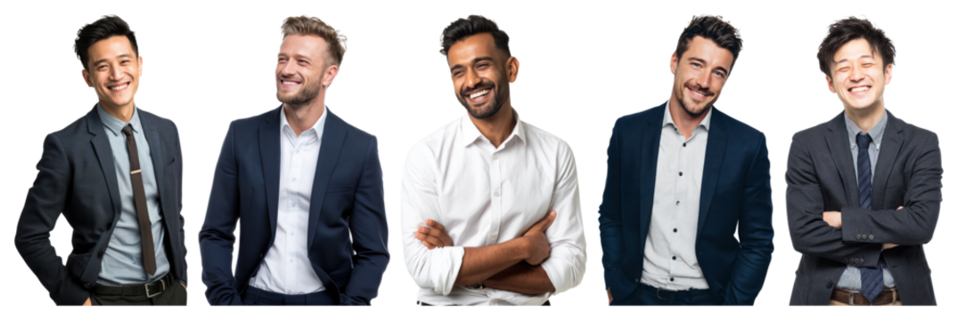 PNG Confident diverse professionals smiling together, element set on transparent background