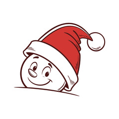 Cute cartoon character wearing a santa hat with a cheerful expression
