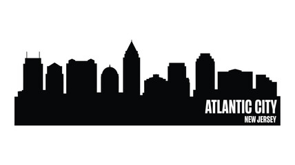 Fototapeta premium Atlantic city skyline silhouette black and white