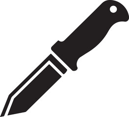 Black Silhouette of a Fixed Blade Knife with a Pointed Tip icon vector