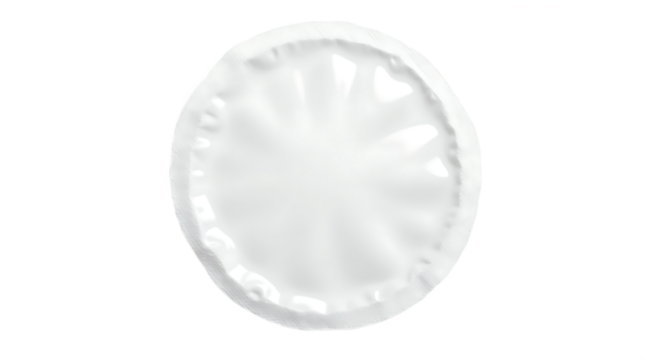 A single white oval shaped object with a slightly textured surface isolated on transparent background