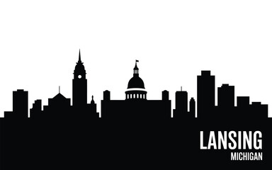 Fototapeta premium Lansing michigan skyline silhouette cityscape landmark buildings