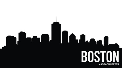 Fototapeta premium Boston city skyline silhouette black and white