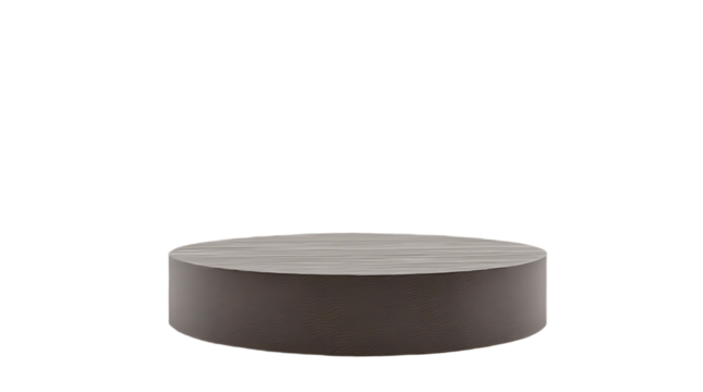 A simple round beige cylinder pedestal or platform for product display isolated on transparent background