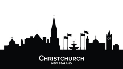 Christchurch new zealand city skyline silhouette