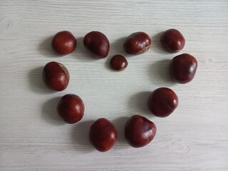 chestnuts on a wooden table