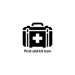  Minimal First Aid Kit Icon with Medical Cross, Emergency Healthcare Box Symbol for Hospital, Safety, Rescue and Clinic Design