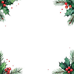 holly leaves and berries frame