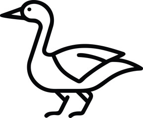Goose bird vector outline icon on white background