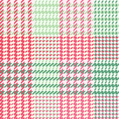 Seamless red and green Houndstooth pattern for Christmas design, pink , repeat, seamlessly, background