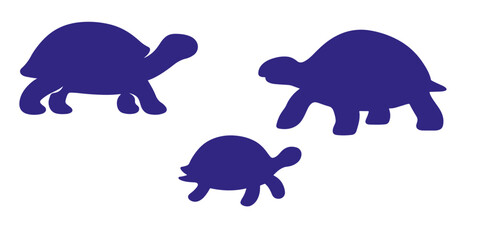 Three blue tortoise silhouettes vector illustration design element