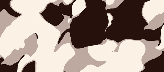 Abstract shawls, dupatta, scarfs design camouflage pattern with irregular shapes in shades of brown and beige for military or fashion design