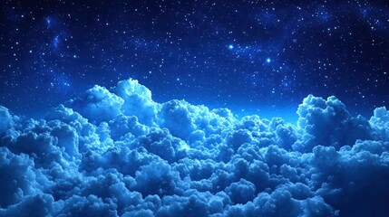 Night sky above cloudscape, stars shining, peaceful scene, ideal for dreamscape backgrounds