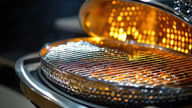 Close-up view of a grill grate with bars and space between them