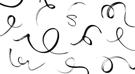 Handdrawn swirls and curls isolated on, perfect for adding a whimsical touch to your designs, invitations, or creative projects with a playful vibe