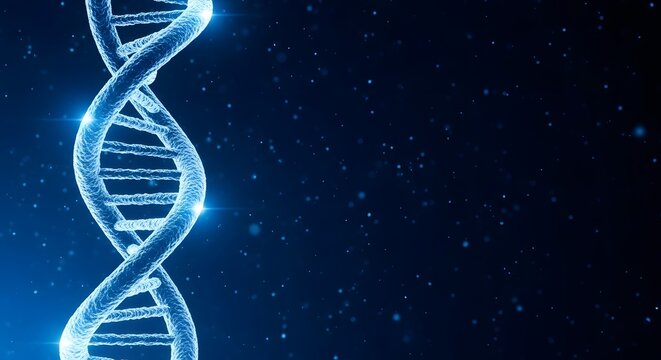 Deoxyribonucleic acid molecule medical concept presentation in dark blue background dna chain genetic code science innovative technology
