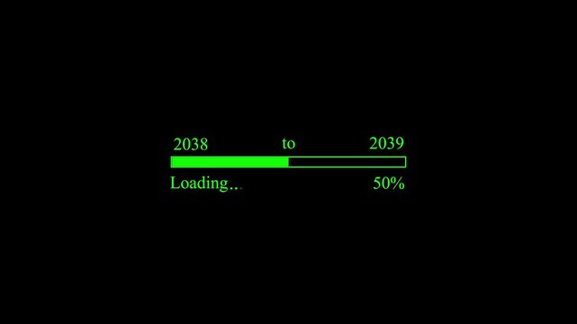 Loading bar animation transferring from 2048 to 2049 New Year celebration.