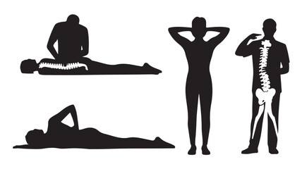 Chiropractic treatment vector illustration silhouette of a person getting spinal alignment isolated on white background