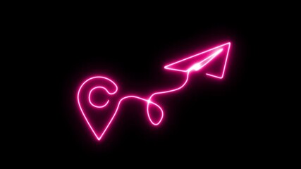 ''Abstract glowing  neon rocket with map pin pointer animated 4k and Rocket flying with start point route video concept on a black background 4k animation video'' - Powered by Adobe