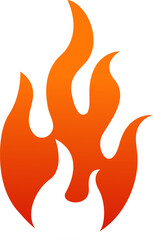 Stylized orange flame icon on white background