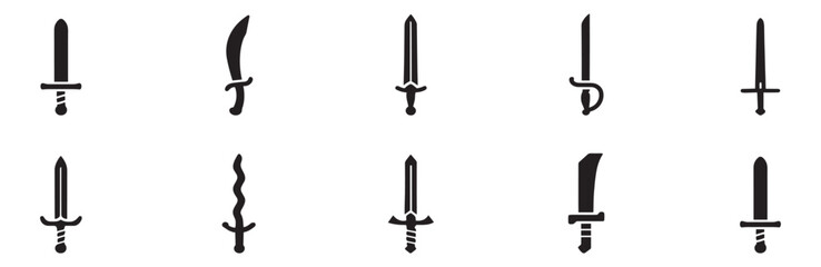 Sword icon vector set. Saber illustration sign collection. Weapon symbol. Steel logo. Vector Illustration.