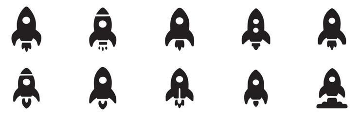 Rocket icons set. Rocket launched icon vector. Rocket ship collection. Vector Illustration