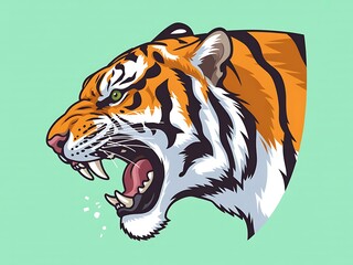Fierce roaring tiger head vector illustration, powerful mascot