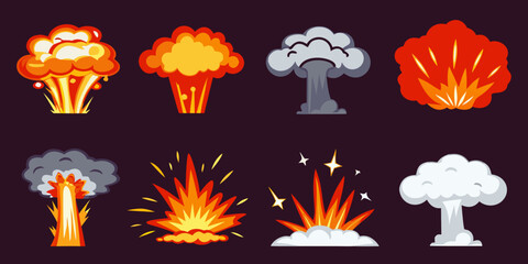 Collection of cartoon style explosion and smoke effects © Roni
