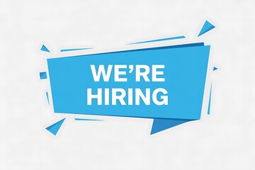 We are hiring announcement banner with geometric shapes