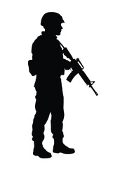 standing soldier holding rifle