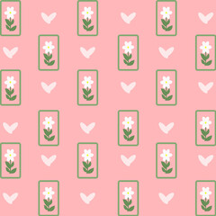 Charming Pink Floral and Heart Pattern
