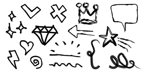 vector set of arrows, graffiti font vector, graffiti font and numbers, graffiti font vector illustration, set of hand drawn arrows