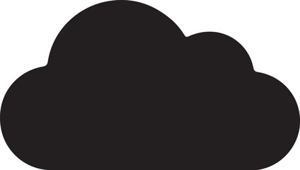 Black Silhouette Icon of a Fluffy Cloud weather atmosphere also transparent background