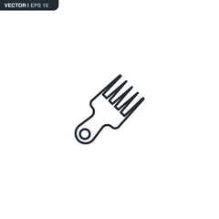 Afro Hair Pick Comb Line Icon